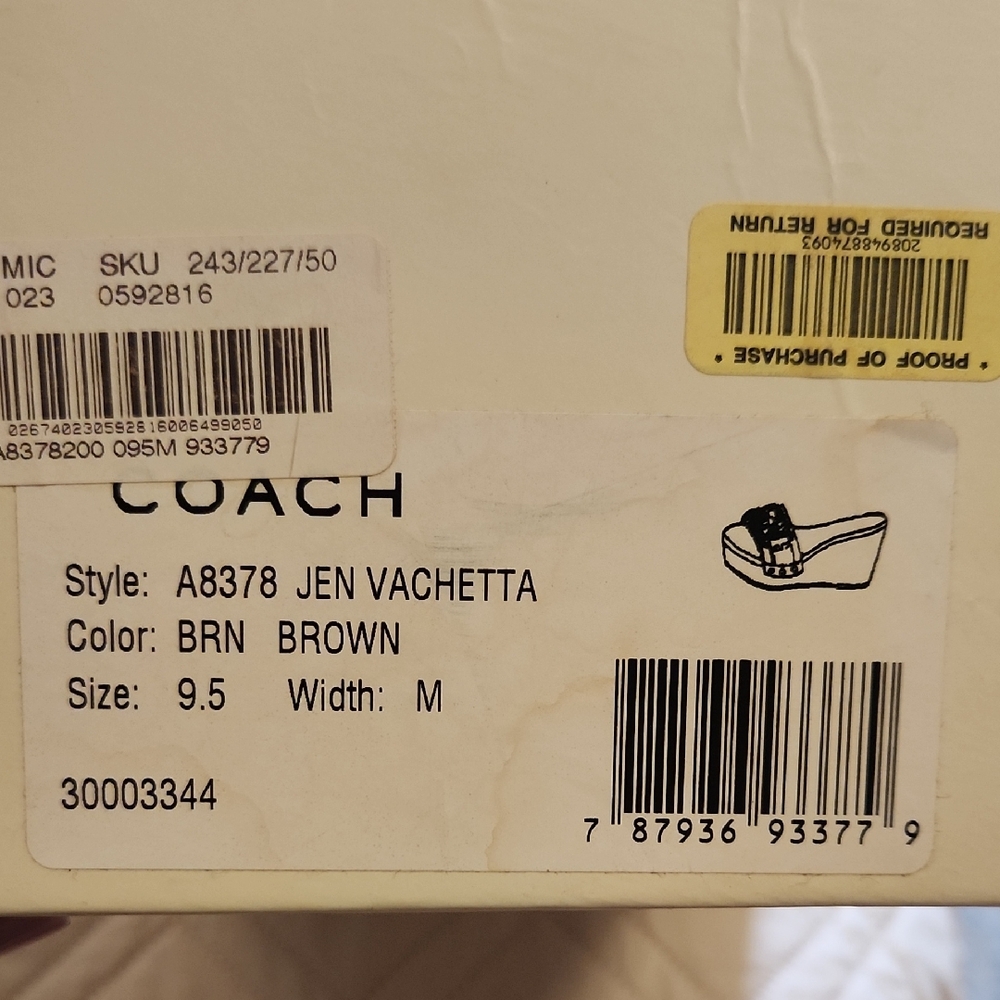 Coach Brown Leather Logo Cork Wedge Slide Sandals with Gold Hardware - Picture 2 of 10